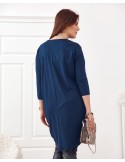 Rochie Plus Size cu spate mai lung, bleumarin FK565 - Magazin online - Boutique